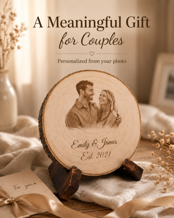 Personalized Couple Photo Wood Slice Gift