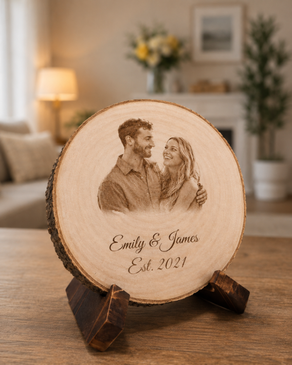 Personalized Couple Photo Wood Slice Gift