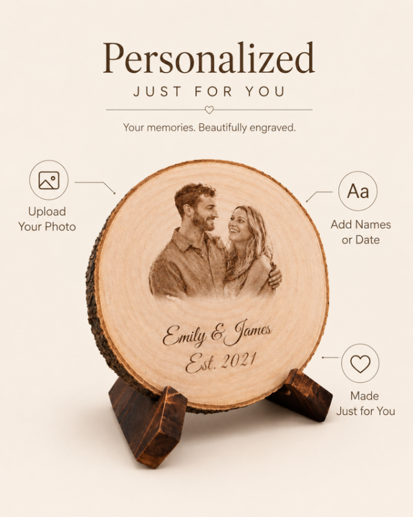 Personalized Couple Photo Wood Slice Gift