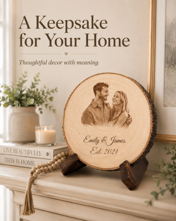 Personalized Couple Photo Wood Slice Gift