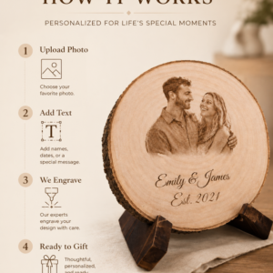 Personalized Couple Photo Wood Slice Gift